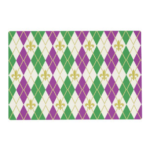Mardi Gras Argyle Laminated Place Mat