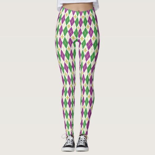 Mardi Gras Argyle Leggings