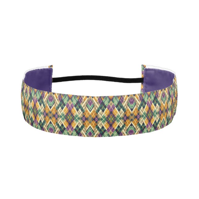 Mardi Gras argyle Non-Slip Headbands (Front)