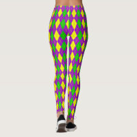 Mardi Gras Leggings, Mardi Gras Argyle Jester Leggings