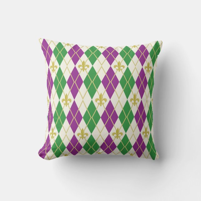 Mardi Gras Argyle Pillow (Front)