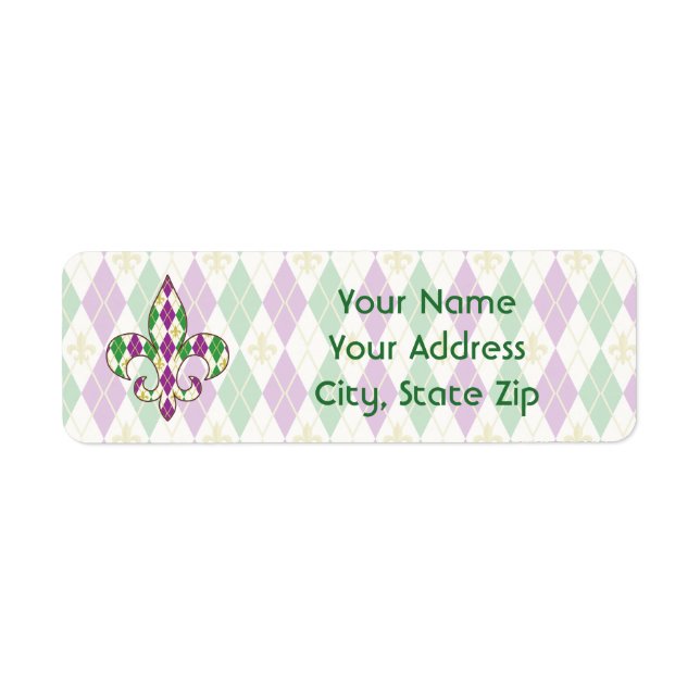 Mardi Gras Argyle Return Address Label (Front)