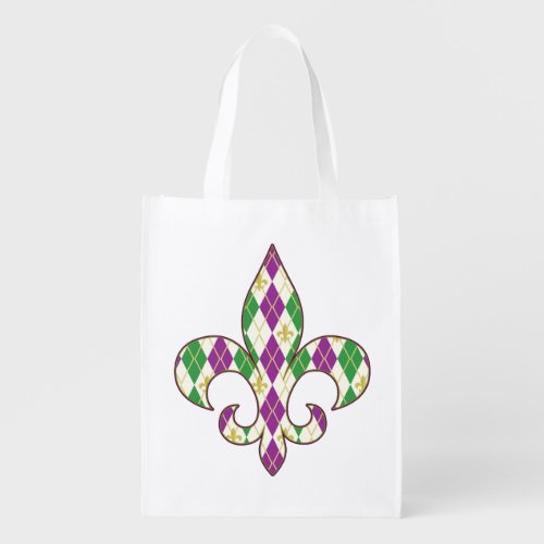 Mardi Gras Argyle Reusable Grocery Bag