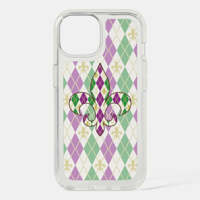 Mardi Gras Argyle Speck Phone Case (Front)
