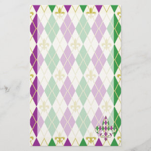 Mardi Gras Argyle Stationery