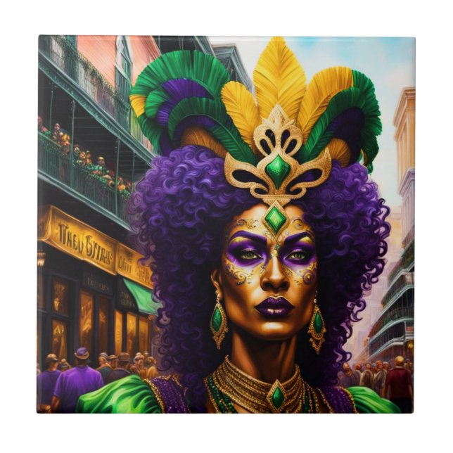 Mardi Gras Art Ceramic Tile (Front)