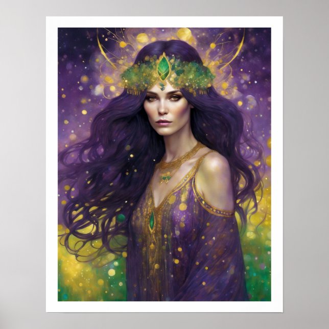 Mardi Gras Art Deco Woman in Purple Gown Poster (Front)