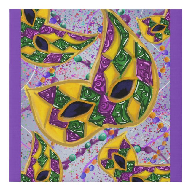 MARDI GRAS ART  FAUX CANVAS PRINT (Front)