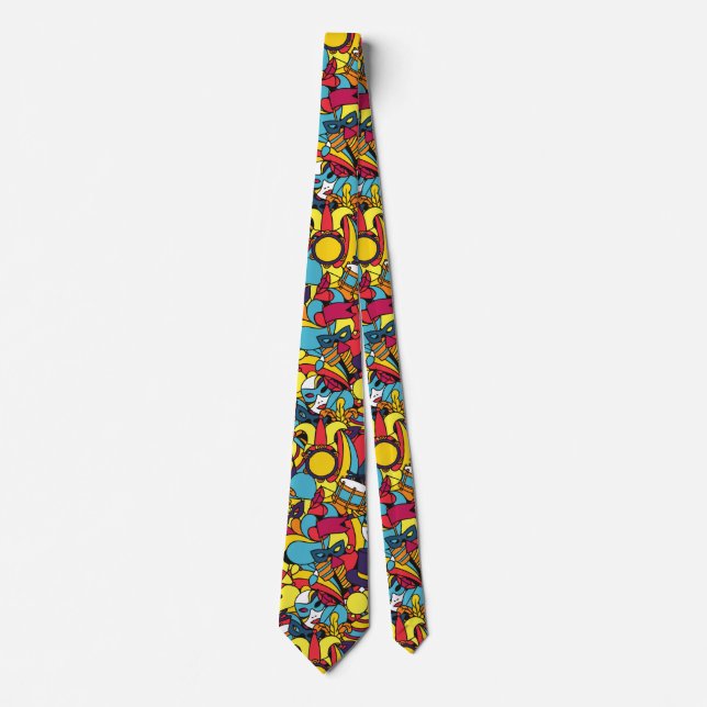 Mardi Gras Art Patterned Neck Tie (Front)