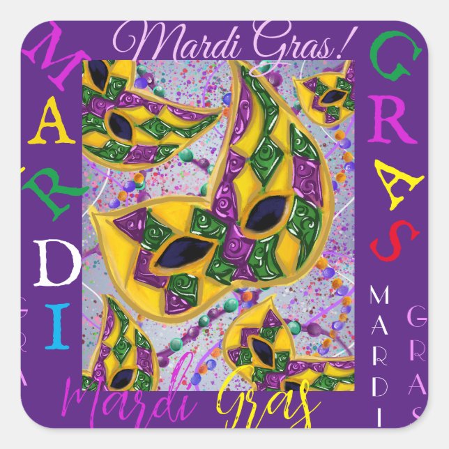 MARDI GRAS ART        SQUARE STICKER (Front)