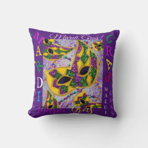 MARDI GRAS ART THROW PILLOW