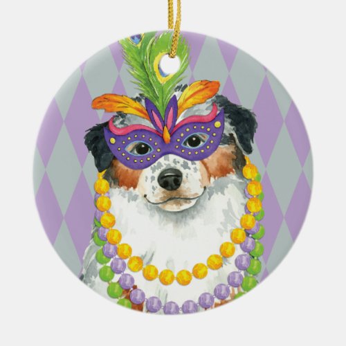 Mardi Gras Aussie Ceramic Ornament