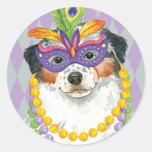 Mardi Gras Aussie Classic Round Sticker