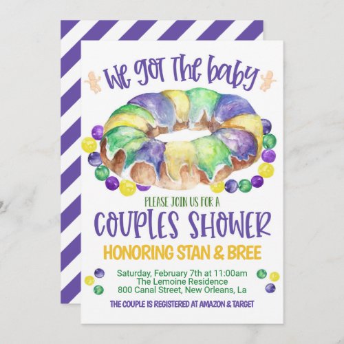 Mardi Gras Baby Couples Shower Invitation