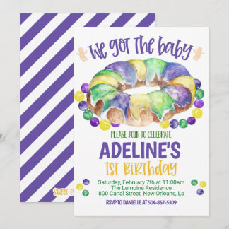Mardi Gras Baby First Birthday Invitation