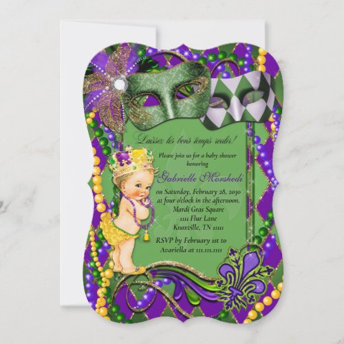 Mardi Gras Baby Shower Invitation