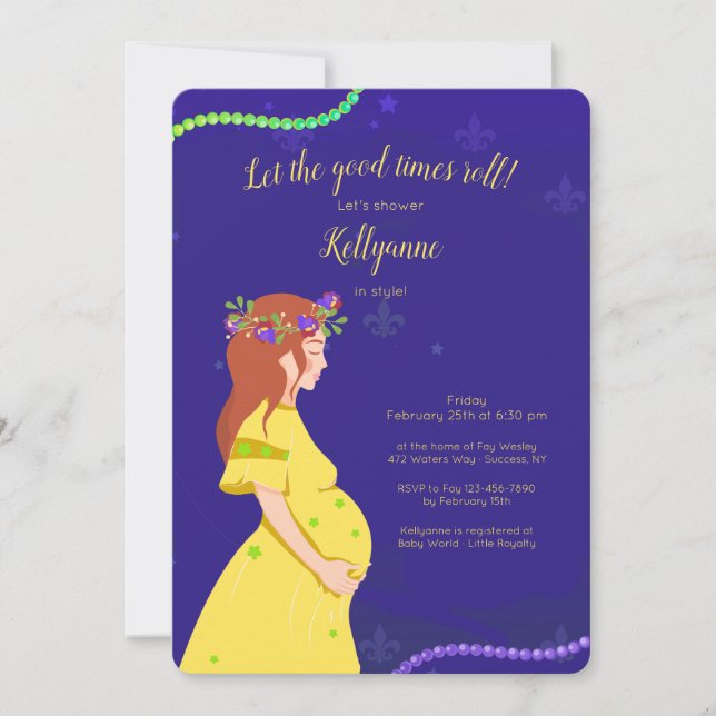 Mardi Gras Baby Shower Invitation (Front)