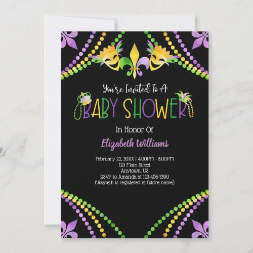 Mardi Gras Baby Shower Invitation