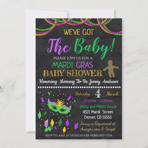 Mardi Gras Baby Shower Invitation