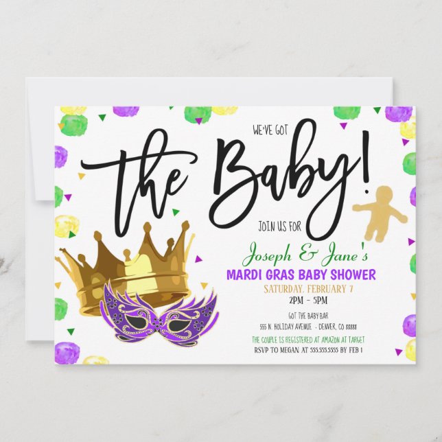 Mardi Gras Baby Shower Invitation (Front)