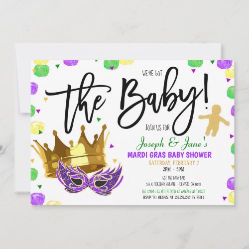 Mardi Gras Baby Shower Invitation