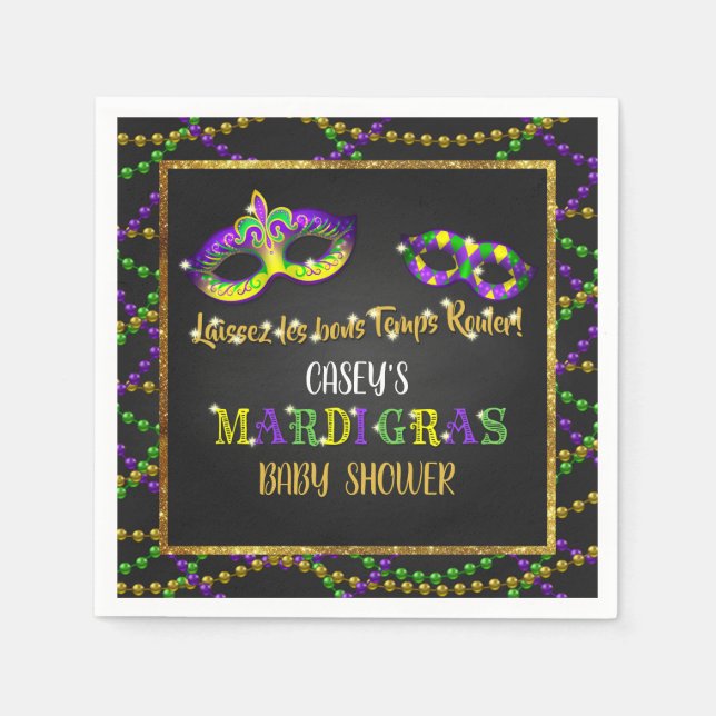 Mardi Gras Baby Shower Napkins (Front)