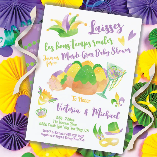 mardi gras baby shower cookies