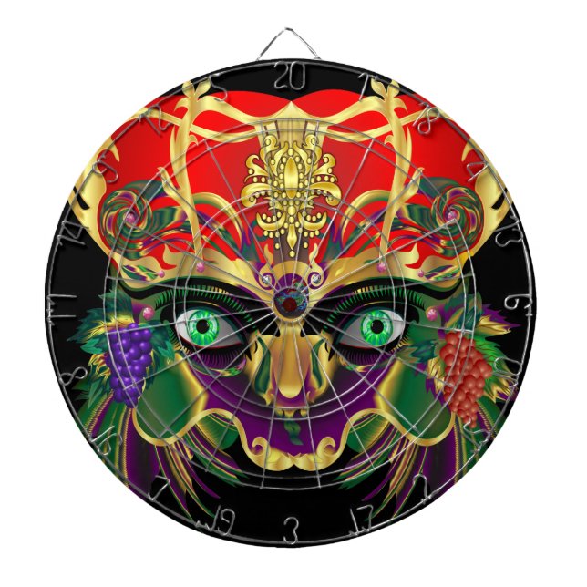 Mardi Gras Bacchus God of Wine Dart Board (Front)