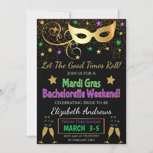 Mardi Gras Bachelorette Party Invitation
