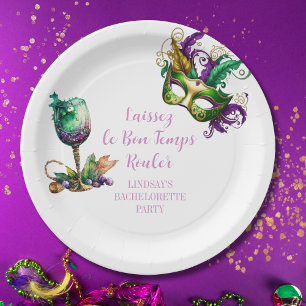 Mardi Gras Bachelorette Party Paper Plates