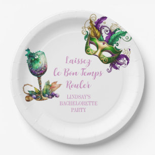 Mardi Gras Bachelorette Party Paper Plates