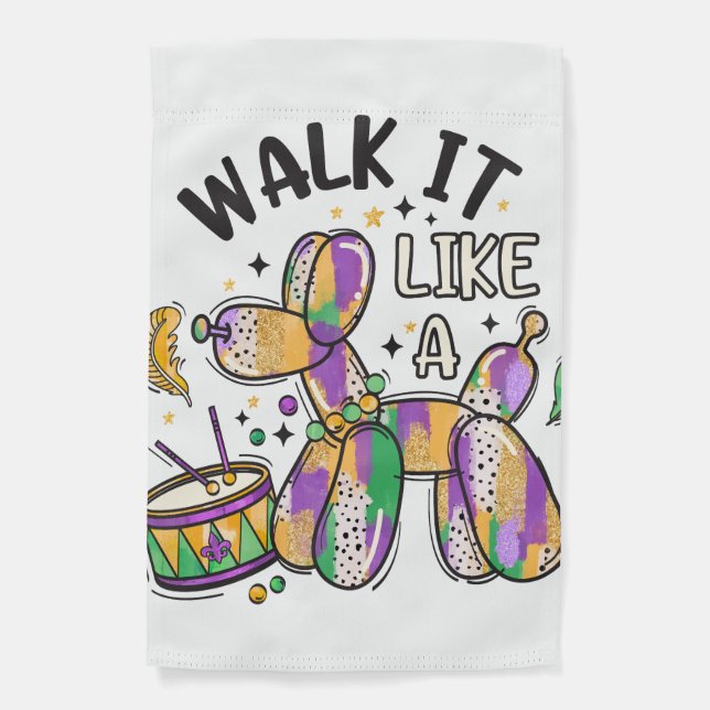 Mardi Gras Balloon Dog Garden Flag (Front)