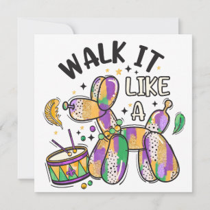 Mardi Gras Balloon Dog Holiday Card
