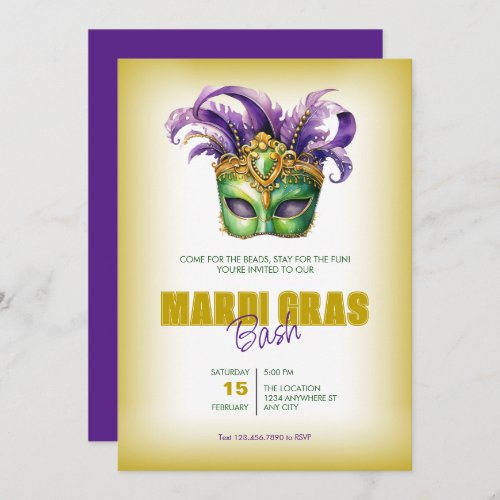 Mardi Gras Bash Party Invitation