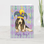 Mardi Gras Basset Hound Card