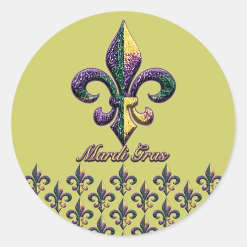 Mardi Gras bead Fleur de lis 2 Classic Round Sticker