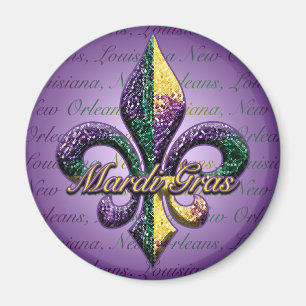 Mardi Gras bead Fleur de lis 2 Magnet