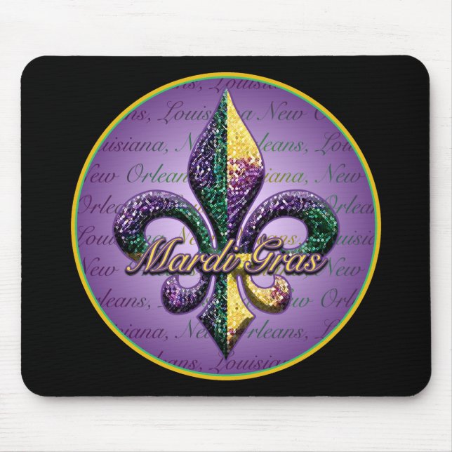 Mardi Gras bead Fleur de lis 2 Mouse Pad (Front)