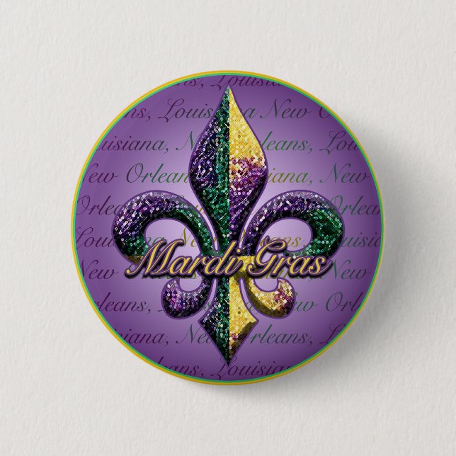 Mardi Gras bead Fleur de lis 2 Pinback Button (Front)