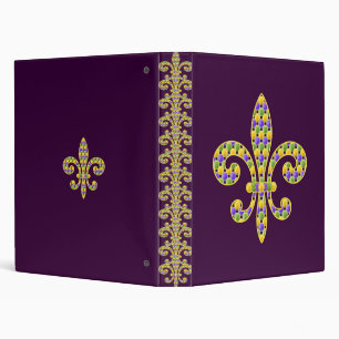 Mardi Gras bead Fleur de lis Binder