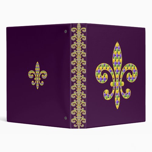 Mardi Gras bead Fleur de lis Binder