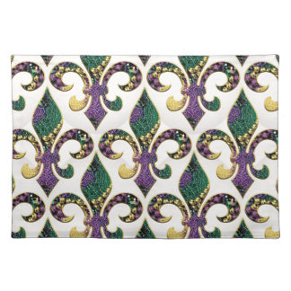 Mardi Gras Bead Fleur de lis Cloth Placemat