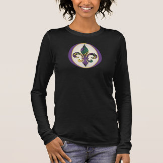 Mardi Gras Bead Fleur de lis Long Sleeve T-Shirt