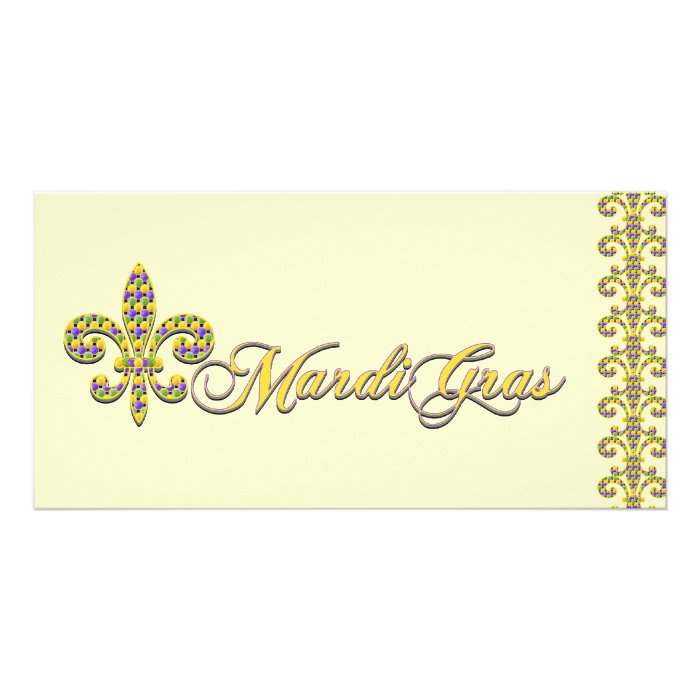 Mardi Gras bead Fleur de lis Photo Card Template