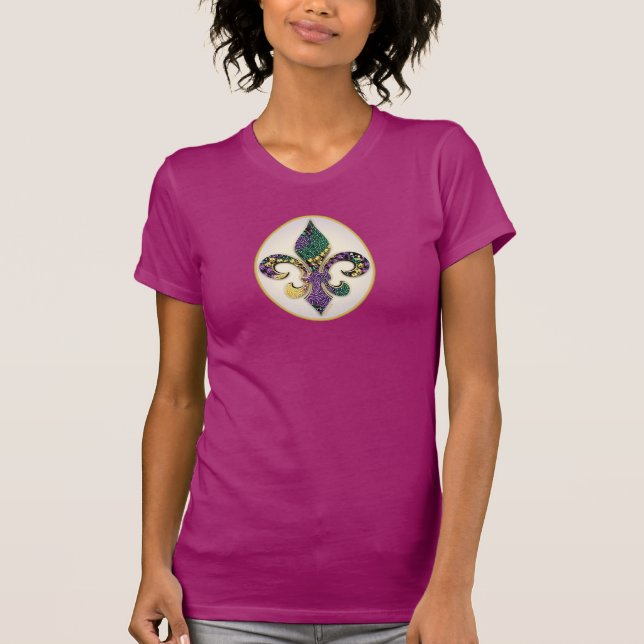 Mardi Gras Bead Fleur de lis T-Shirt (Front)