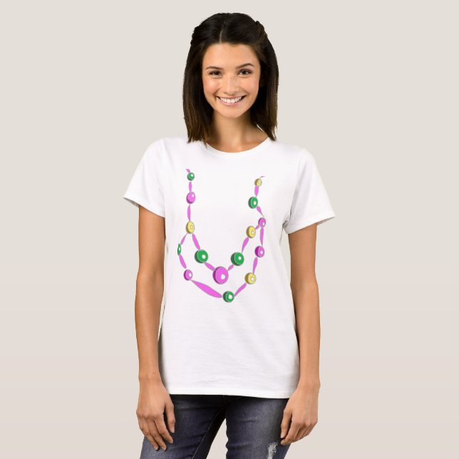 Mardi Gras Bead Necklace T-Shirt (Front Full)