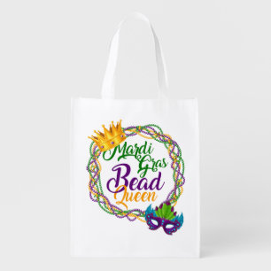 Mardi Gras Bead Queen Fat Tuesday Carnival Grocery Bag