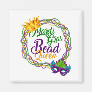 Mardi Gras Bead Queen Fat Tuesday Carnival Magnet