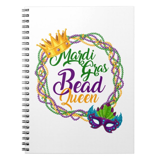Mardi Gras Bead Queen Fat Tuesday Carnival Notebook (Front)