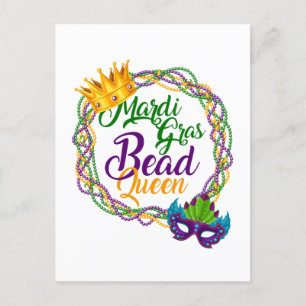 Mardi Gras Bead Queen Fat Tuesday Carnival Postcard